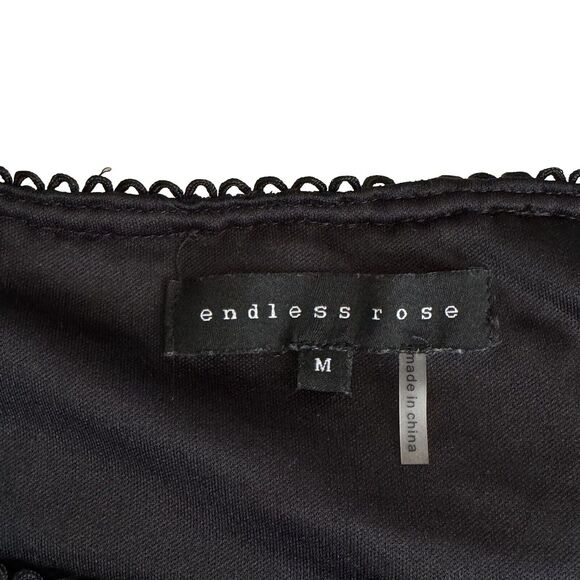 Endless Rose Black Flounce Lace Eyelet Top Size M dark Romantic Whimsy Fairy - Picture 5 of 8